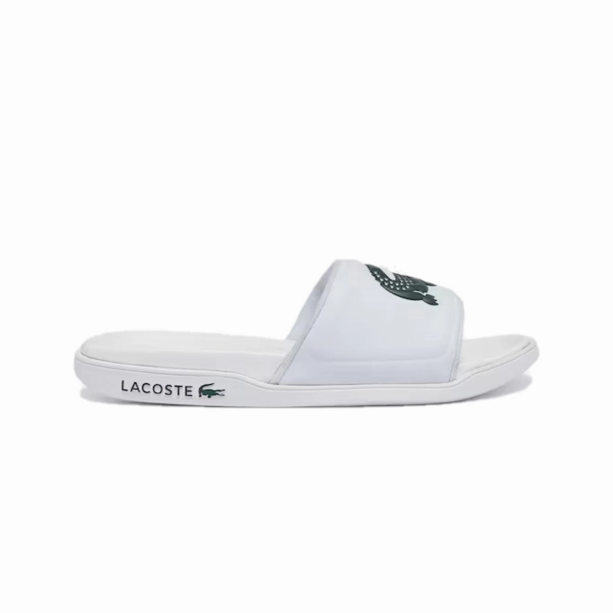 LACOSTE 7-43CMA00201R5 CROCO DUALISTE LOGO STRAP 0922 MN'S (Medium) White/Dark Green Synthetic Slide Active Life Hill Stroll