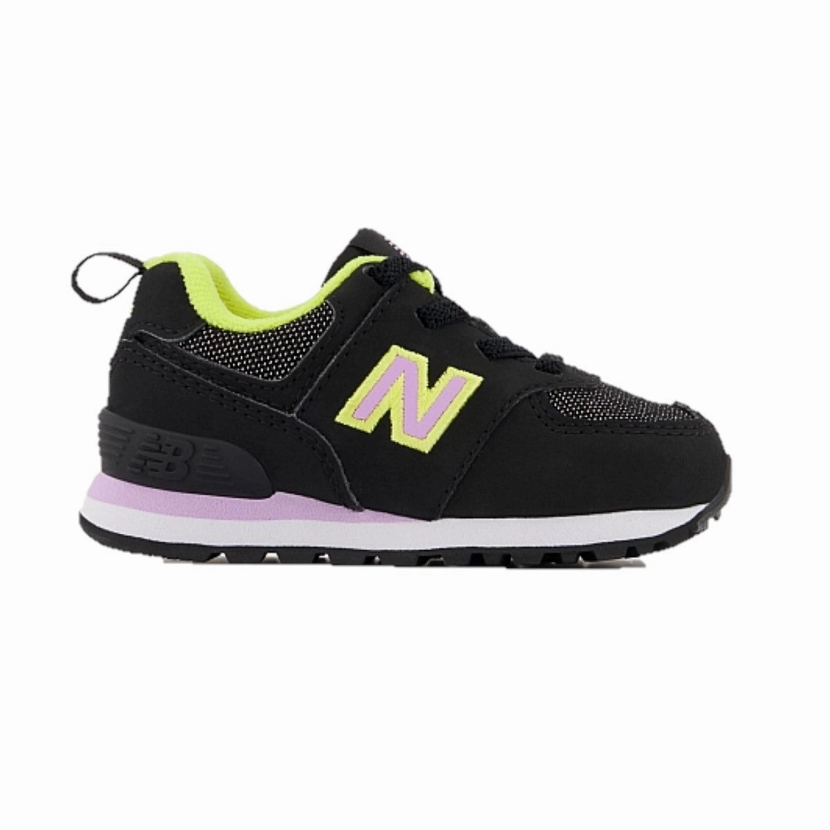 NEW BALANCE ID574FX2 574 BUNGEE LACE INF'S (Wide) Black Synthetic Running Shoes Port Walk Stripe Mood