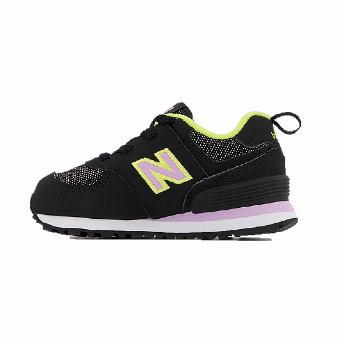 NEW BALANCE ID574FX2 574 BUNGEE LACE INF'S (Wide) Black Synthetic Running Shoes Family Fit