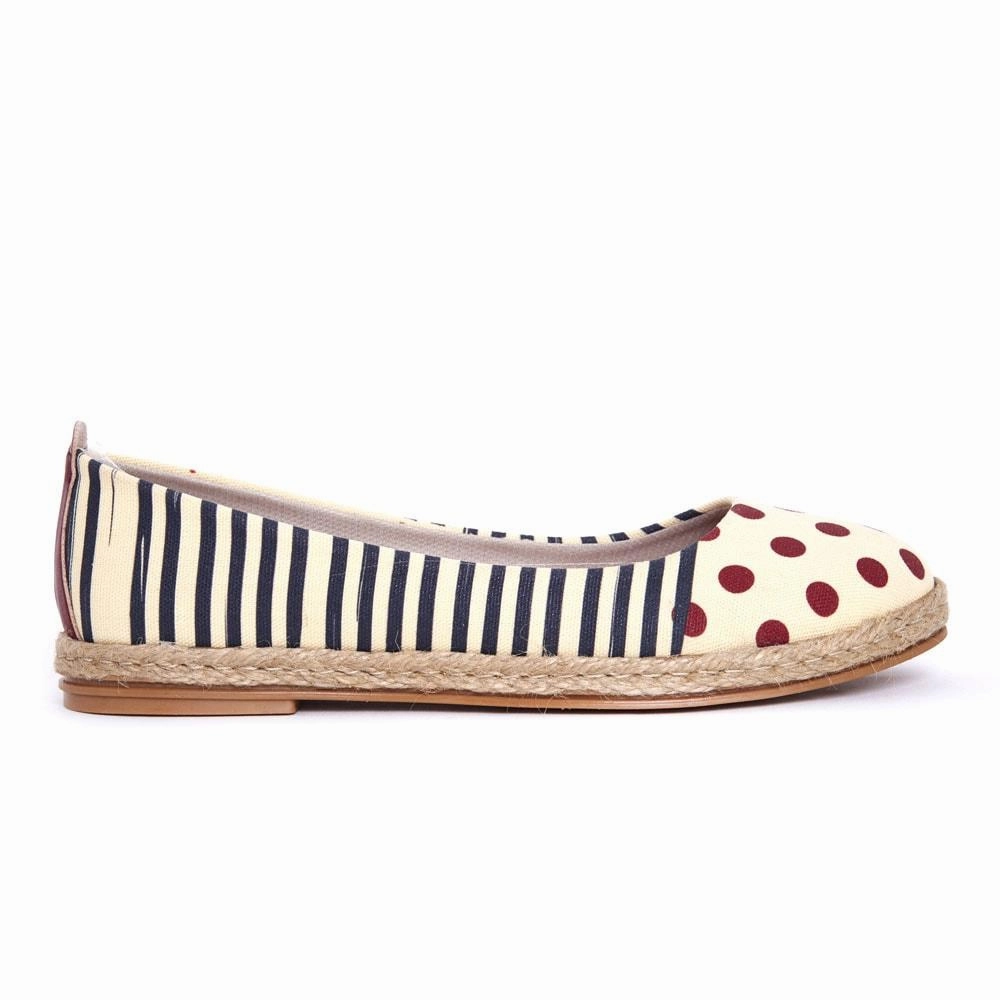 Striped Dotted Ballerinas Shoes FBR1184 Skin Soft