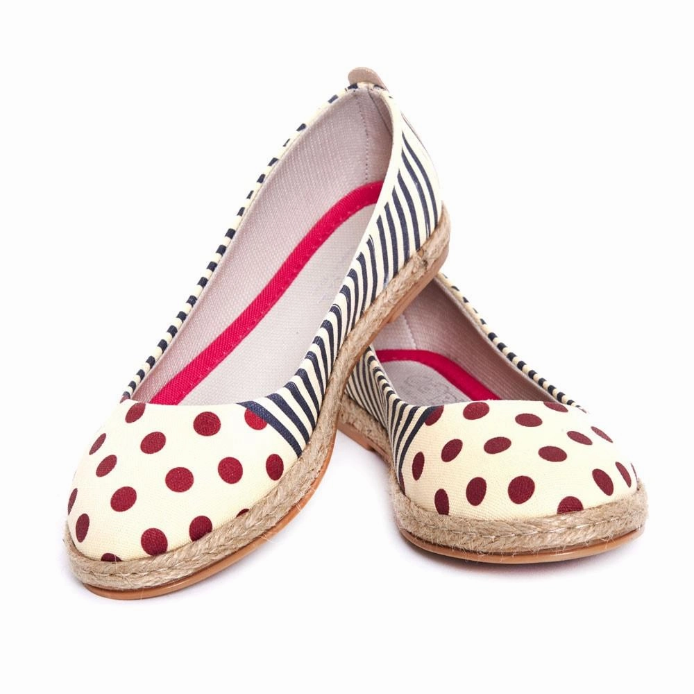 Comfort Outsole Striped Dotted Ballerinas Shoes FBR1184