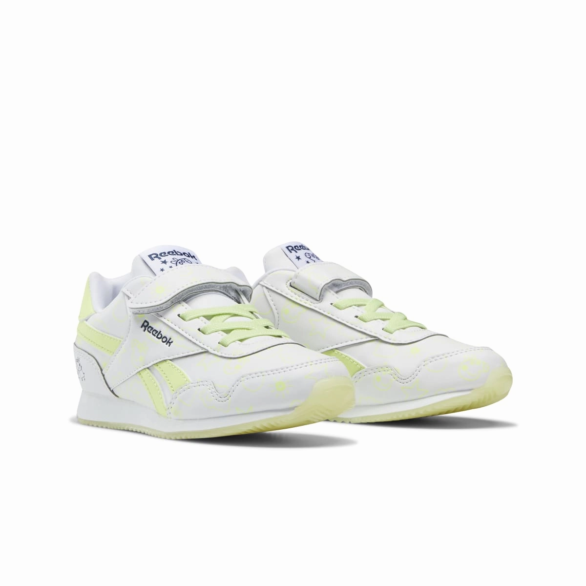 Soft Lining Durable materials REEBOK GZ6490 ROYAL CL JOGGER 3.0 1V YTH'S (Medium) White/Energy Glow/ White Synthetic Lifestyle Shoes