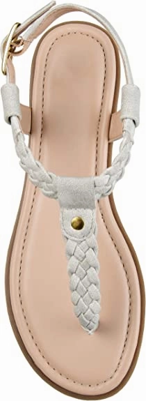 Brinley Co. Womens Braided T-Strap Sandal  Color Grey Size 7M Asics Running Spikes Shoes