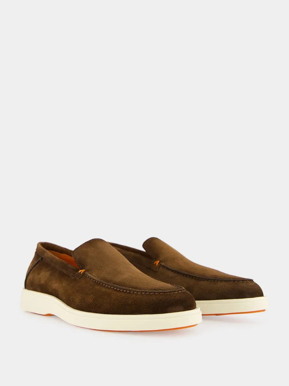 Leather Loafers Brown Suede Loafers with Rubber Sole