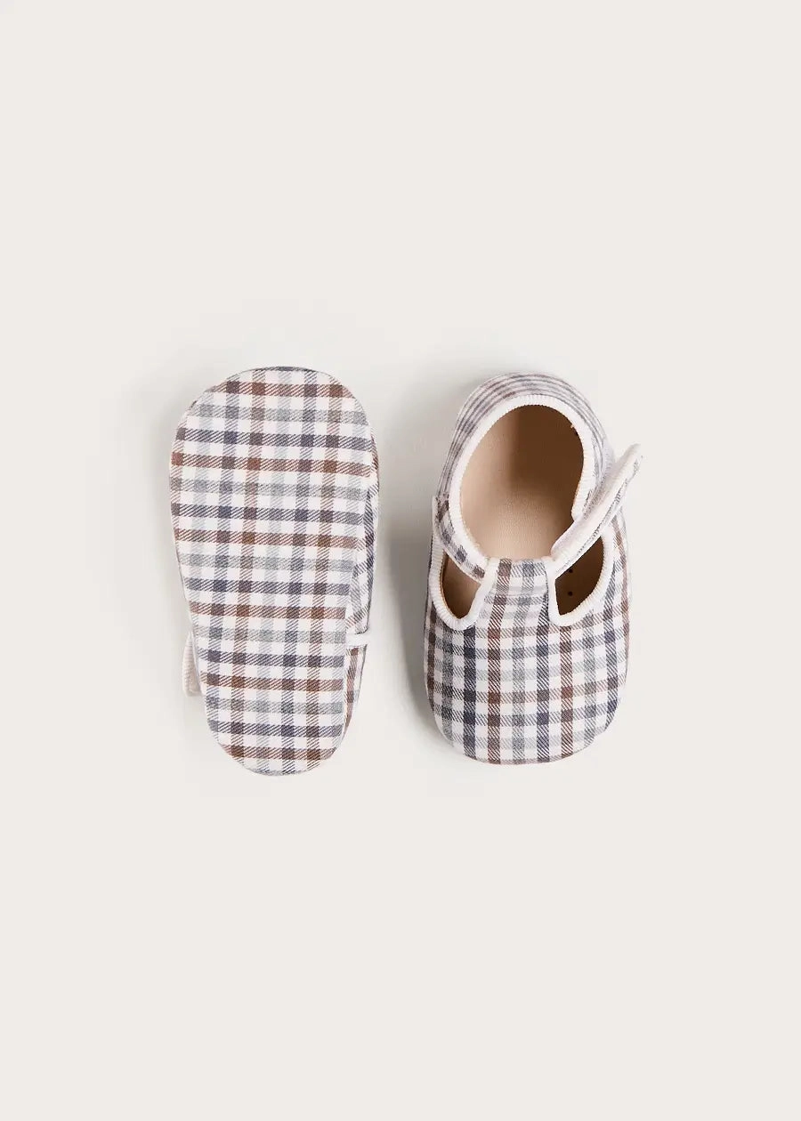 Asics Shoes Made In Vietnam Cadogan Houndstooth T-Bar Pram Shoes in Brown (17-2EU)