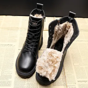 Camille  Bottes d'hiver en cuir noir, lgantes et durables Arctic Winter Boots