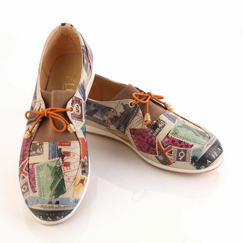 Desert Cool Mom Fit Postage Stamps Ballerinas Shoes OMR7303