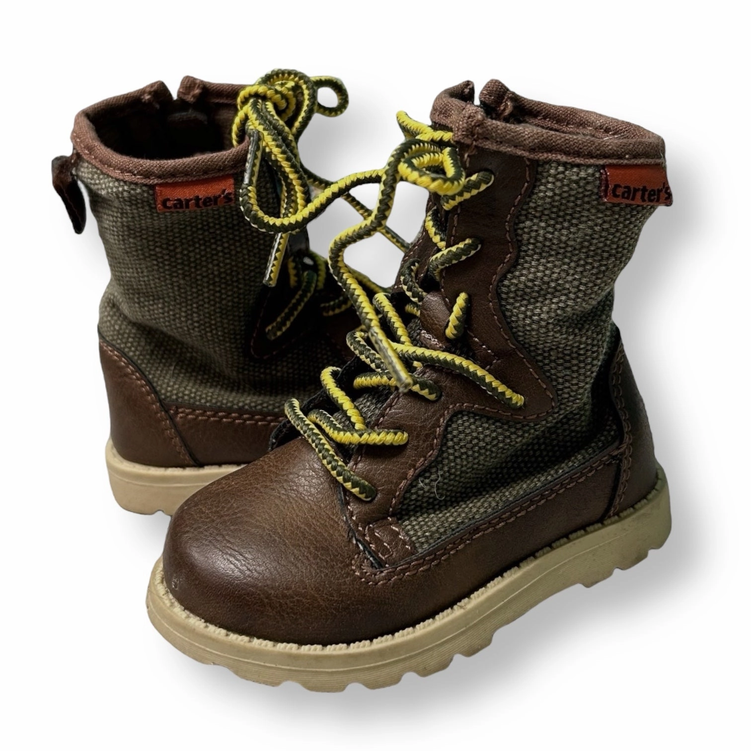 Carter's Boys Shoes Toddler Size 4 Brown High Top Zippered Boots Adidas Lite Racer 3.0 Running Shoes