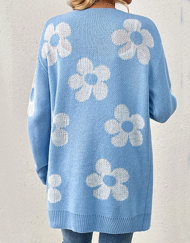 6 Lace Up Work Boots Casual Loose Daisy Print Open Front Cardigan