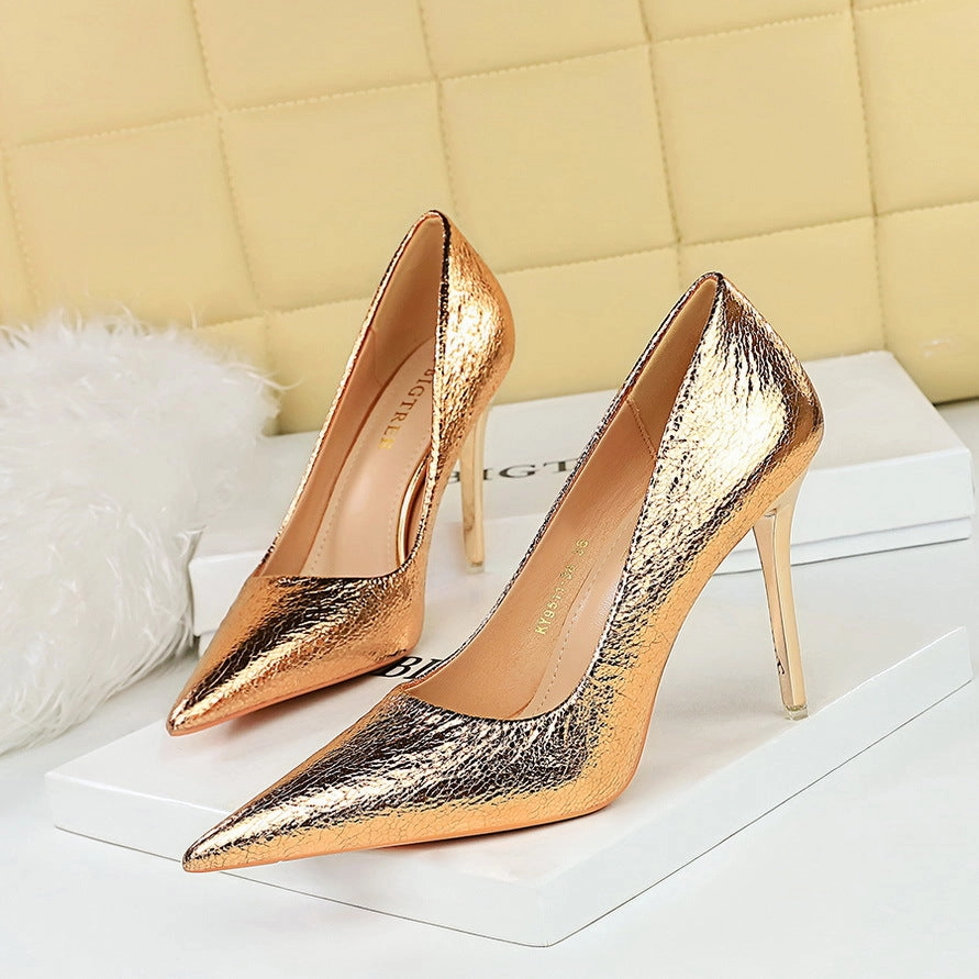Vintage Pointed-Toe Metallic Stiletto Heels Shoes Asics Shoes Nimbus 24