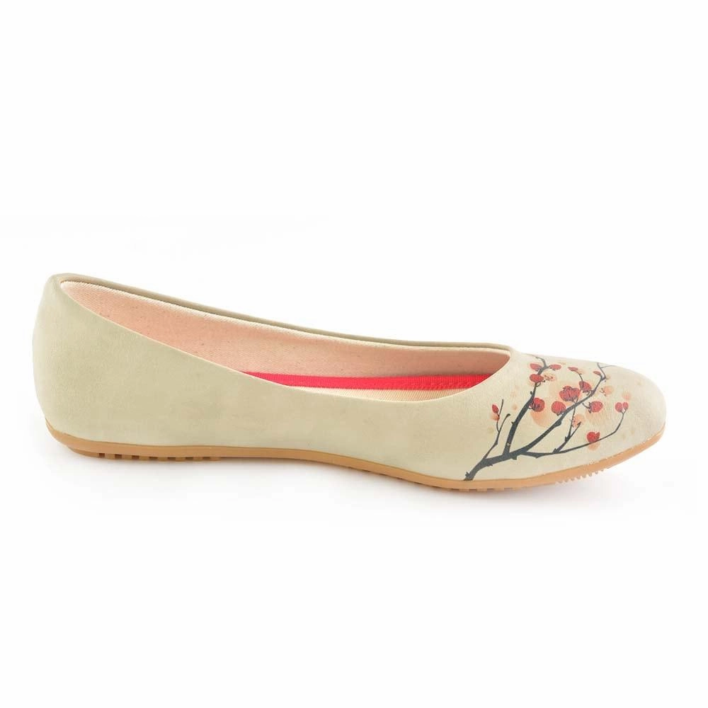 Leather Upper Cherry Blossom Ballerinas Shoes 1031