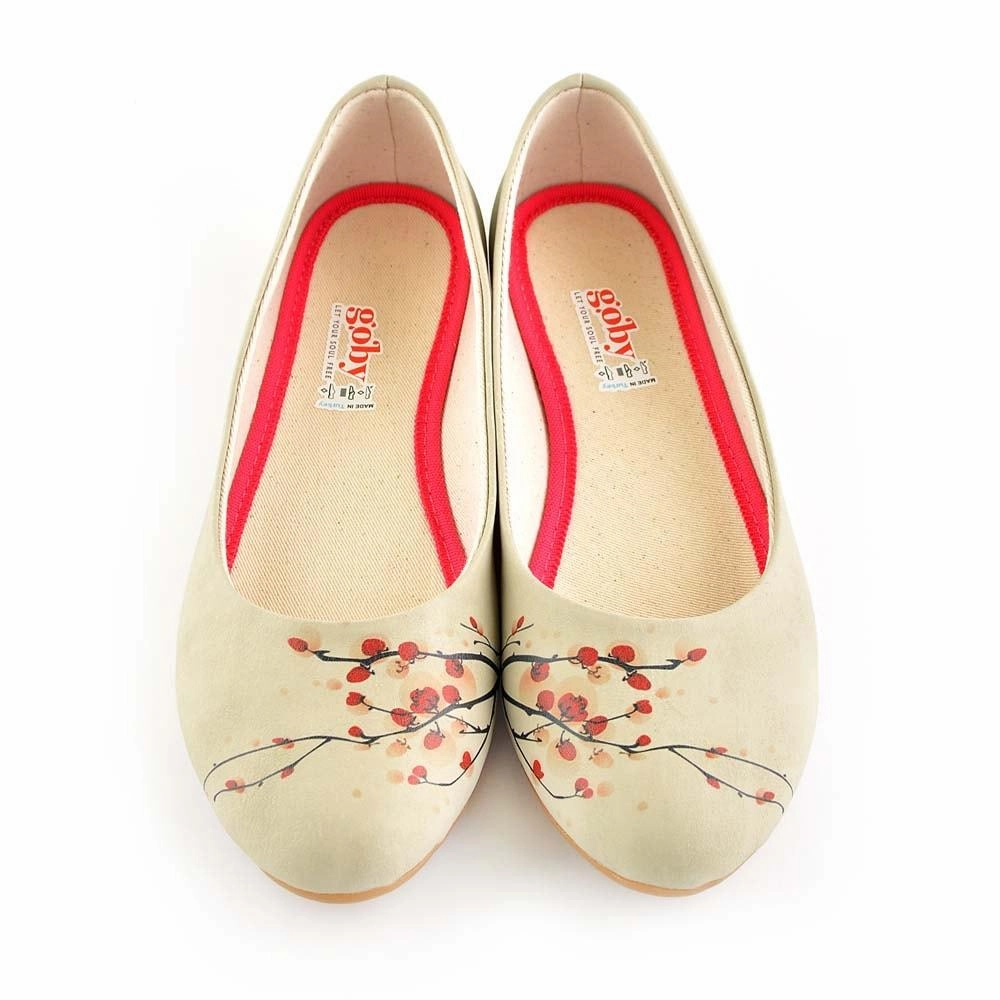 lightweight fabric Velvet Rich Cherry Blossom Ballerinas Shoes 1031