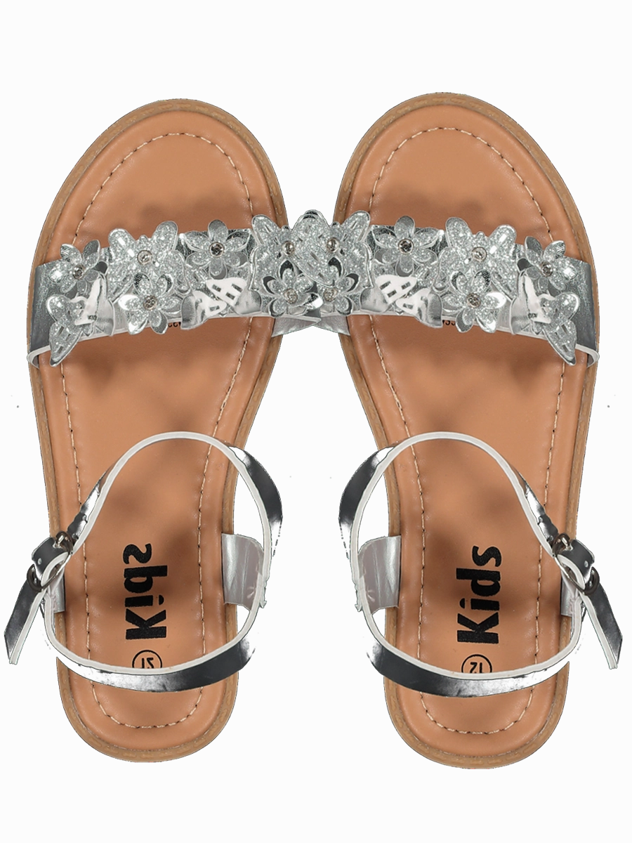 Biking Sandals Silver Faux Leather Sandals