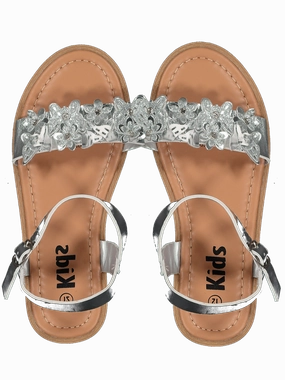 Silver Faux Leather Sandals Walking Sandals Comfortable