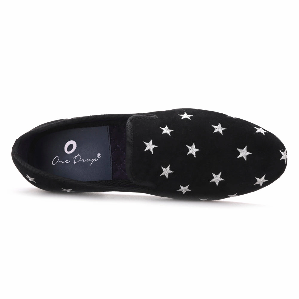 OneDrop Handmade Men Velvet Dress Shoes Star Embroidery Party Wedding Prom Loafers Loafers For Walking