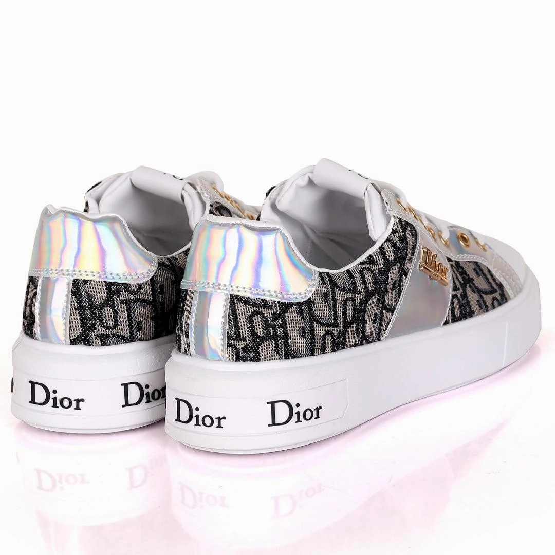 Christ Dio Gold Logo Crested Designed White Sole Lace Up Sneakers- Black Chunky Shoes Asics