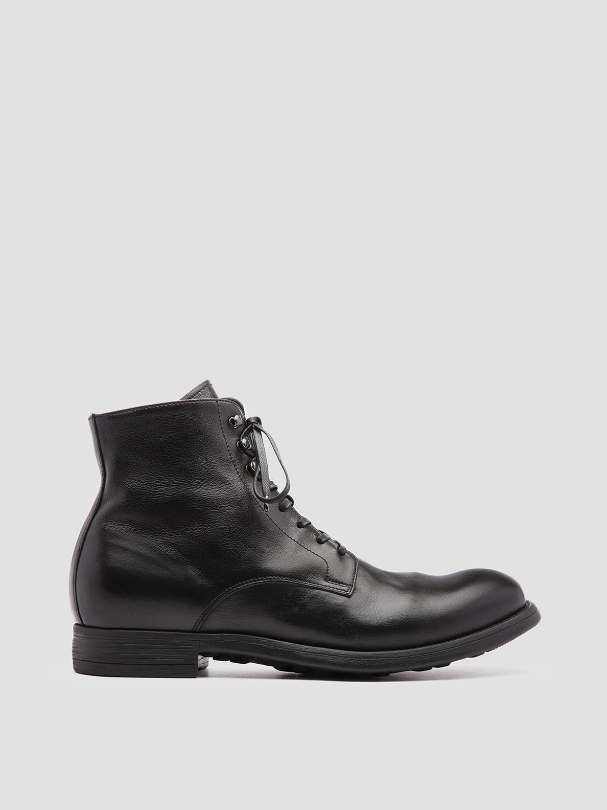 High Boots No Heel CHRONICLE 004 - Black Leather Ankle Boots