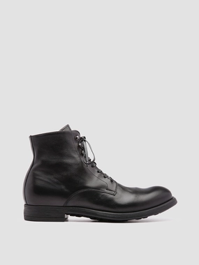 Platform Boots Near Me CHRONICLE 004 - Black Leather Ankle Boots