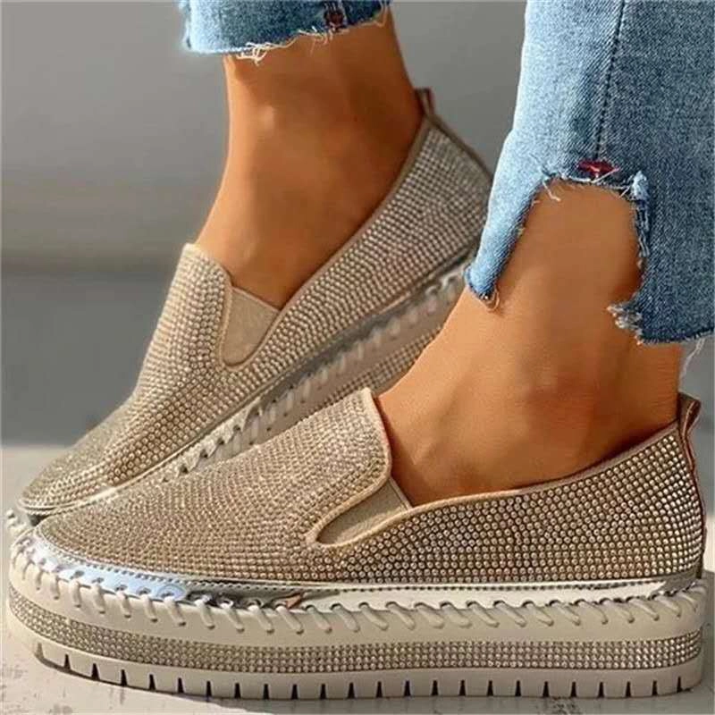 Good Tennis Shoes For Flat Wide Feet Cilool- Women Rhinestone Shoes