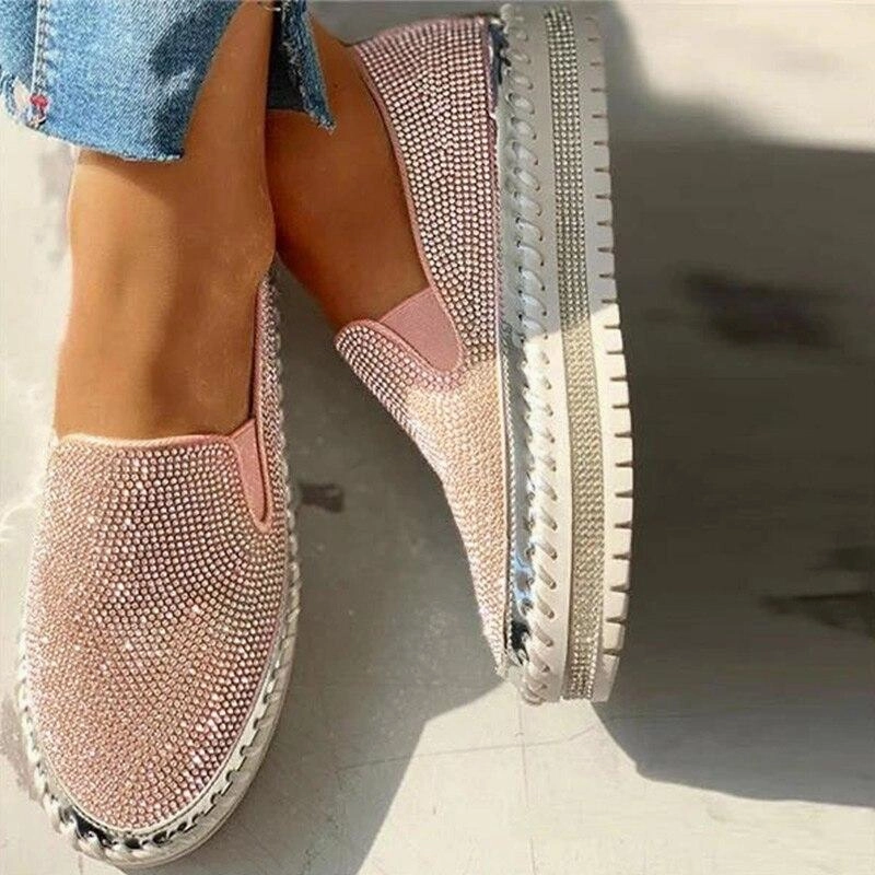 Cilool- Women Rhinestone Shoes High Heel Shoes That Convert To Flats