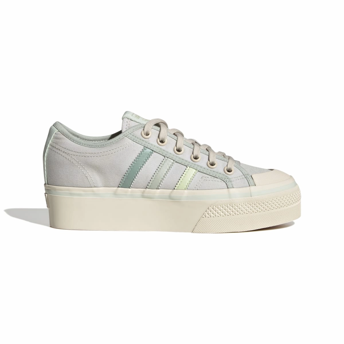 ADIDAS GX4605 NIZZA PLATFORM WMN`S (Medium) White/Lime/White Textile Lifestyle Shoes Foot Ease