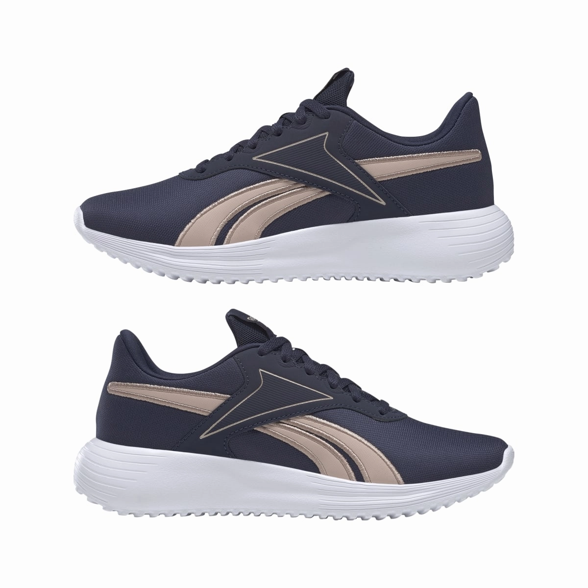 REEBOK H00891 LITE 3.0 WMN'S (Medium) Navy/Rose Gold/White Textile Running Shoes pattern - printed shoes