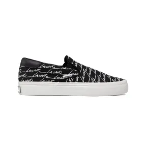 LACOSTE 7-42CMA0041312 Jump Serve Slip Canvas Signature Printed MN'S (Medium) Black/White Textile Lifestyle Shoes Action Fast Comfort support