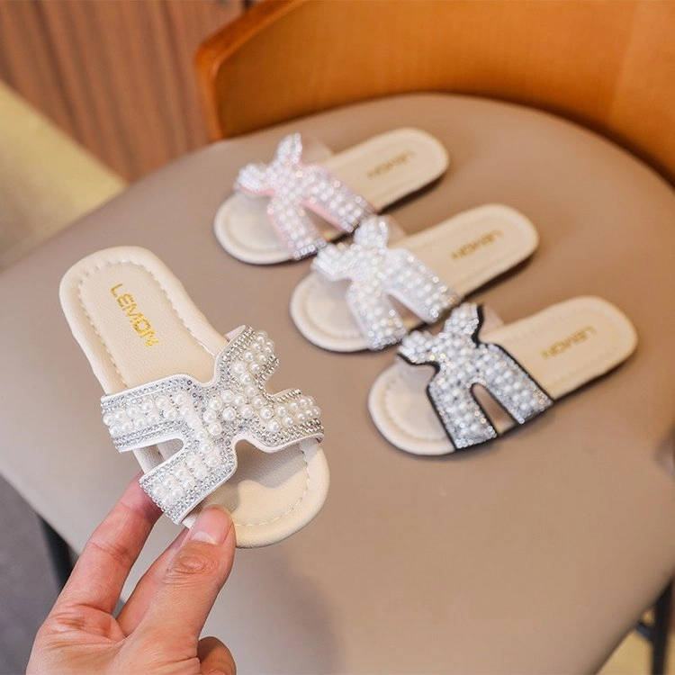 Alena Slippers Classic Baby/Kids Girls Pearls Beading Summer Slippers