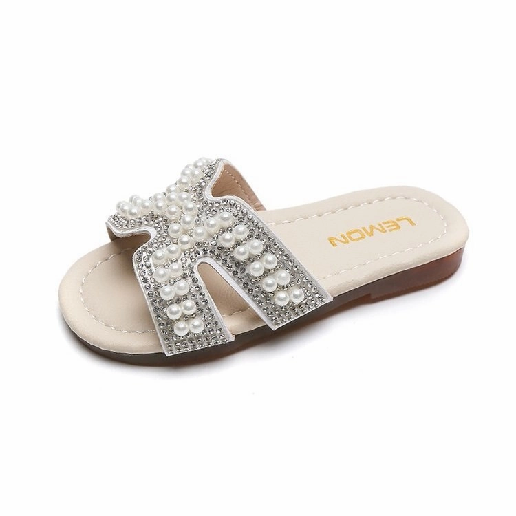 Classic Baby/Kids Girls Pearls Beading Summer Slippers 3-6 Month Slippers
