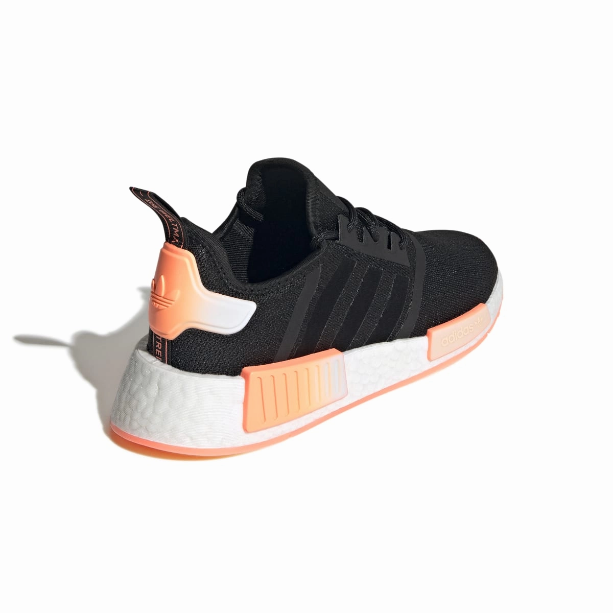 Ring Walk ADIDAS GW9463 NMD_R1 WMN`S (Medium) Black/Orange/White Stretch Fabric Running Shoes