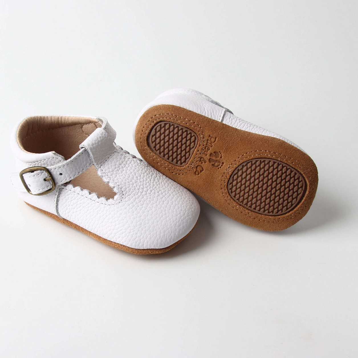 Riley T-Straps - Cloud White Scalloped (Copper Buckle) Men's Asics Shoes