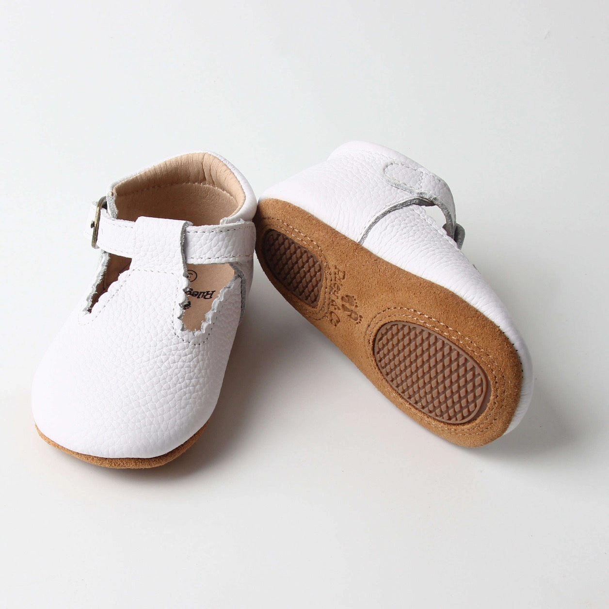 Djokovic Shoes Asics Riley T-Straps - Cloud White Scalloped (Copper Buckle)