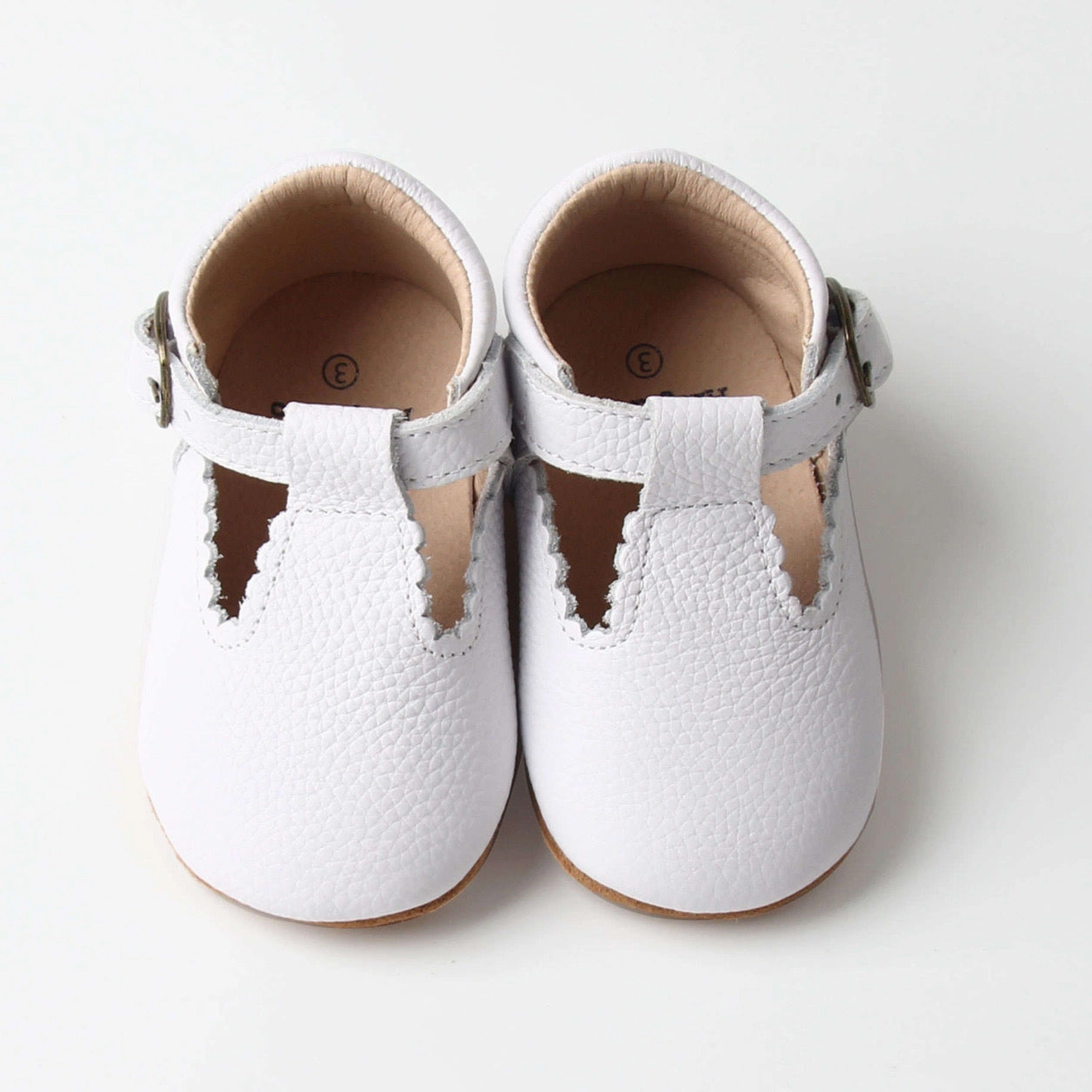 Asics Weight Lifting Shoes Riley T-Straps - Cloud White Scalloped (Copper Buckle)