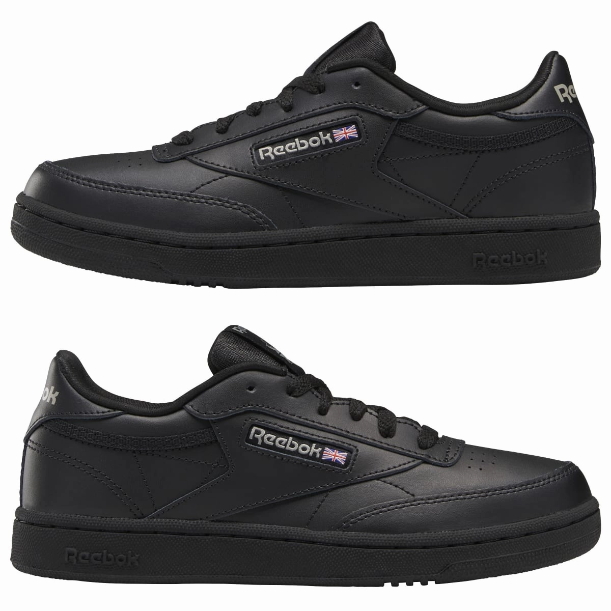 REEBOK BS6165 CLUB C JR'S (Medium) Black/Charcoal Leather Lifestyle Shoes Join Step