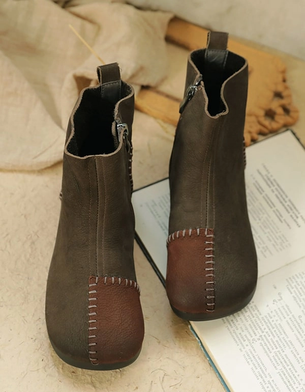 Flat Toe Ballet Shoes Color Patch Handmade Soft-soled Flat-heeled Boots