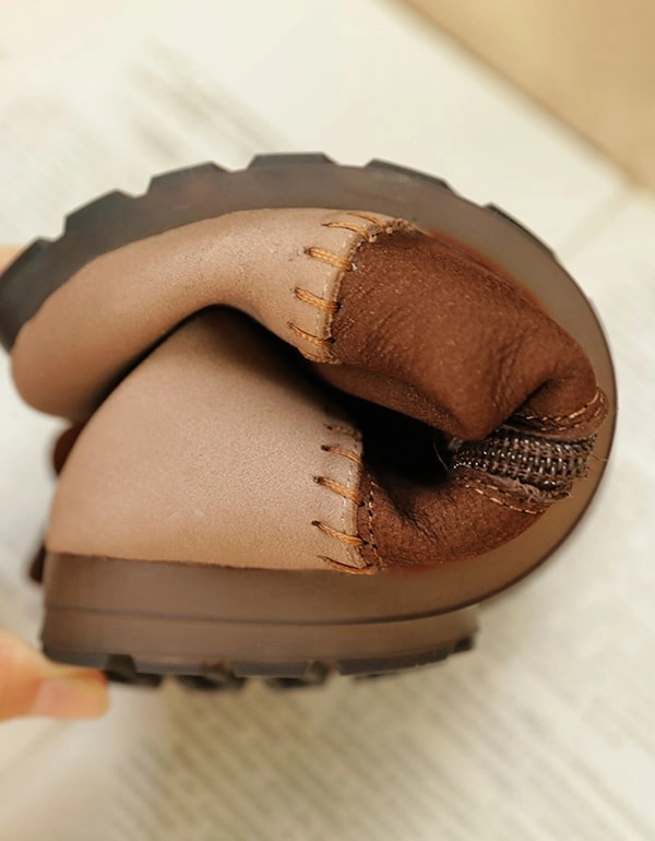 Color Patch Handmade Soft-soled Flat-heeled Boots Flat Insole Shoes