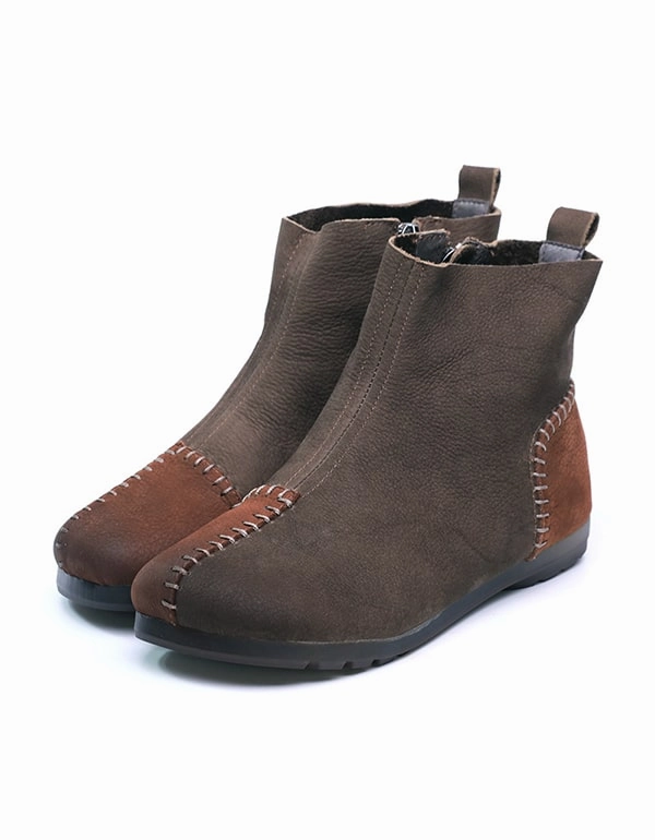 Walking Shoes Flat Feet Color Patch Handmade Soft-soled Flat-heeled Boots