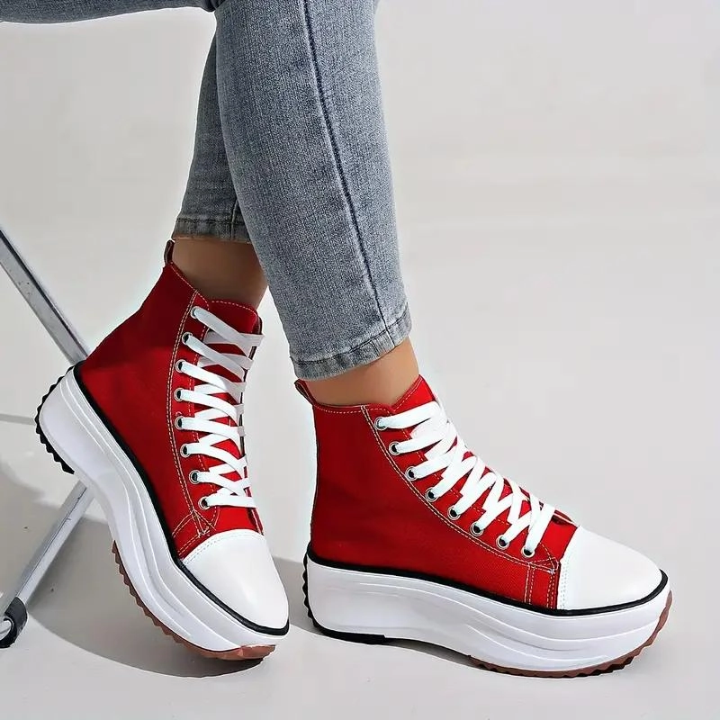High Top Fashion Trainers Women's Canvas Shoes Best Running Shoes For Flexible Flat Feet