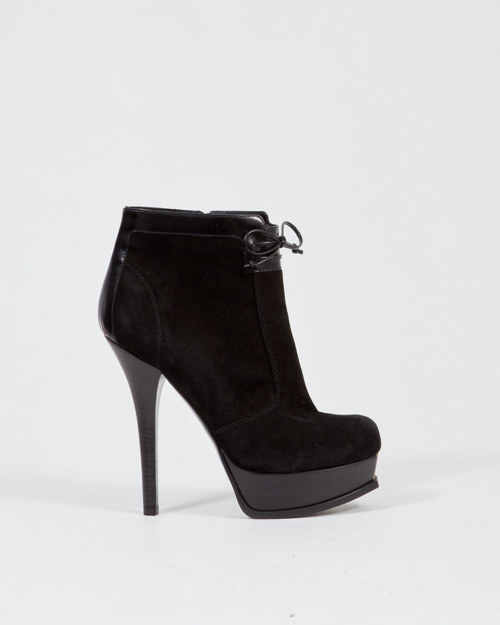 Fendi Black Suede Logo Bow Platform Booties - 40 Adidas Shoe Shop