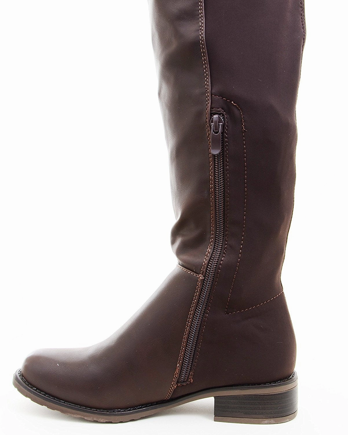 Stretchy Brown Faux Leather Over the Knee Riding Women's Boots Hunter Rain Boots Size 8.5