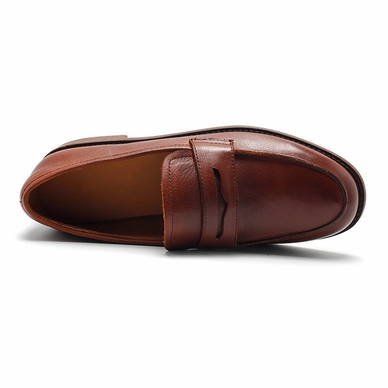 Dwarves Calfskin Penny Loafers for Women in Black/Khaki/Brown/Apricot/Wine Red Perforated Loafers