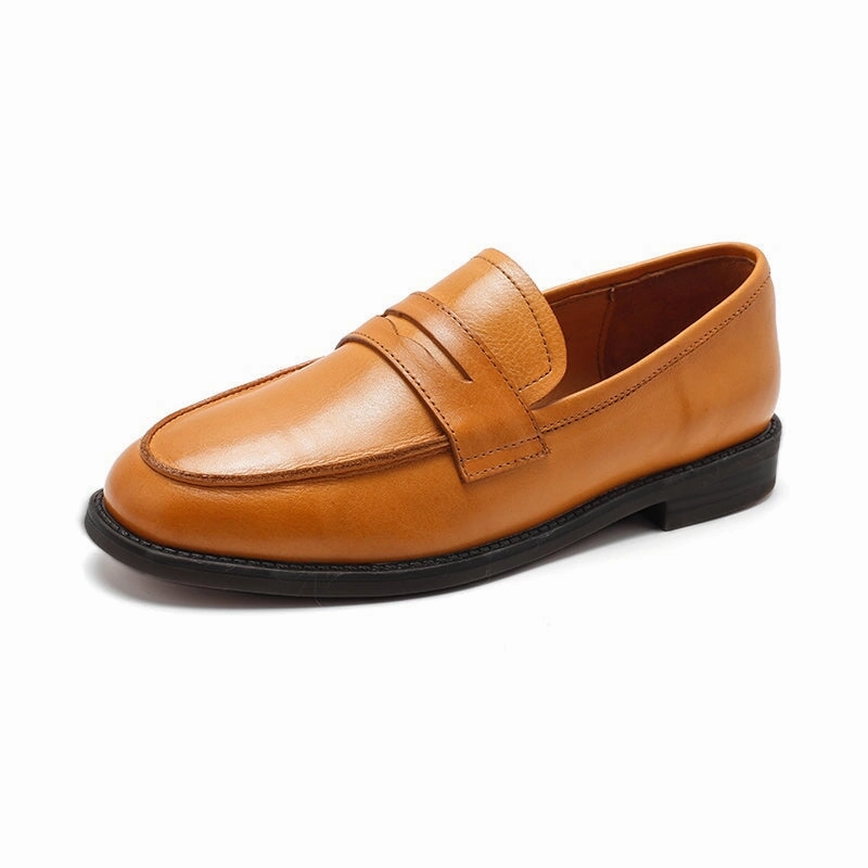 Spring Loafers Dwarves Calfskin Penny Loafers for Women in Black/Khaki/Brown/Apricot/Wine Red