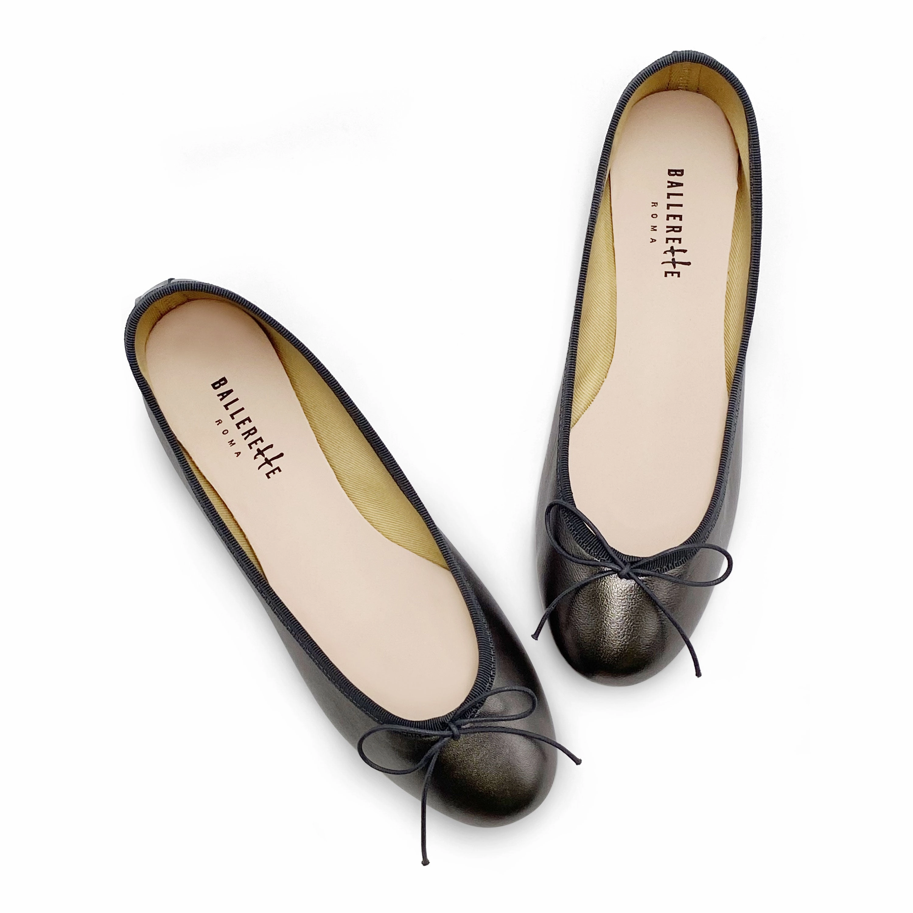 Iron gray metallic leather ballet flats Flat Shoes Or Arch Support