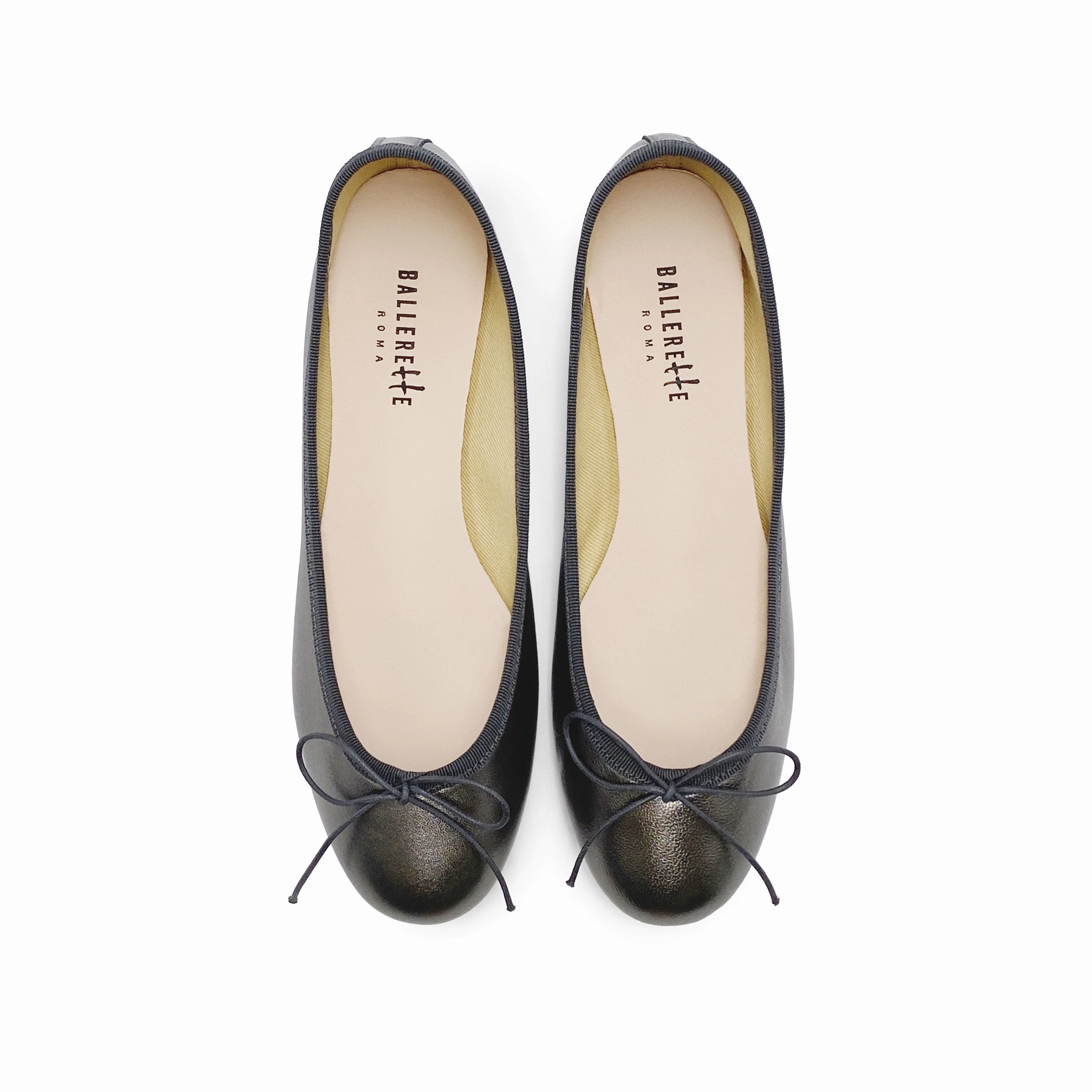 Iron gray metallic leather ballet flats Flat Heeled Shoes