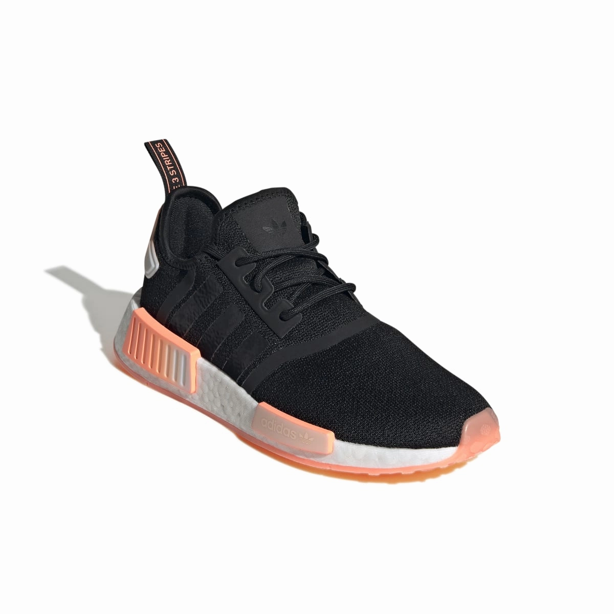Chat Walk Tea Run ADIDAS GW9463 NMD_R1 WMN`S (Medium) Black/Orange/White Stretch Fabric Running Shoes