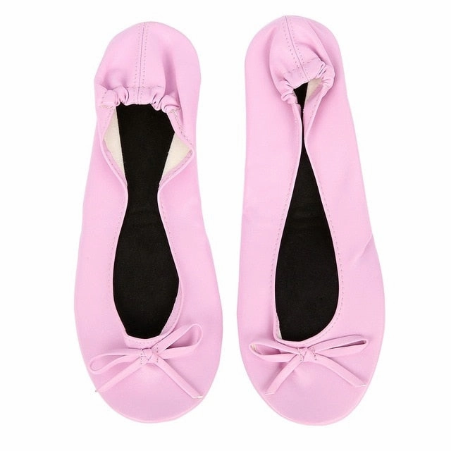 Women Shoes Flats Portable Fold Up Ballerina Flat Shoes Roll Up Foldable Ballet After Party Shoes For Bridal Wedding Party Favor