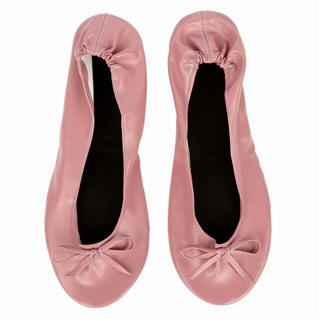 Women Shoes Flats Portable Fold Up Ballerina Flat Shoes Roll Up Foldable Ballet After Party Shoes For Bridal Wedding Party Favor