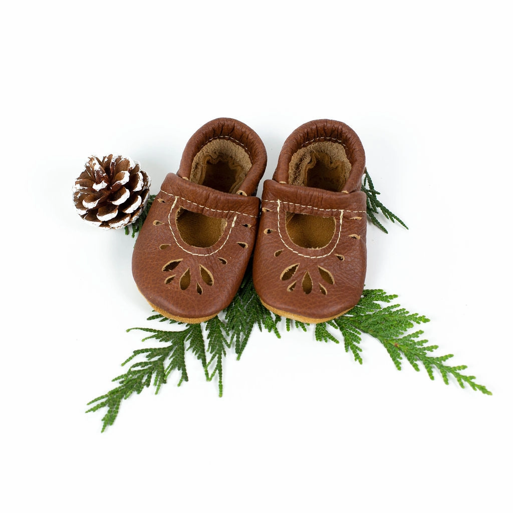 Wide Calf Knee High Boots Wedge Heel Chestnut RAINEY JANES Shoes Baby and Toddler