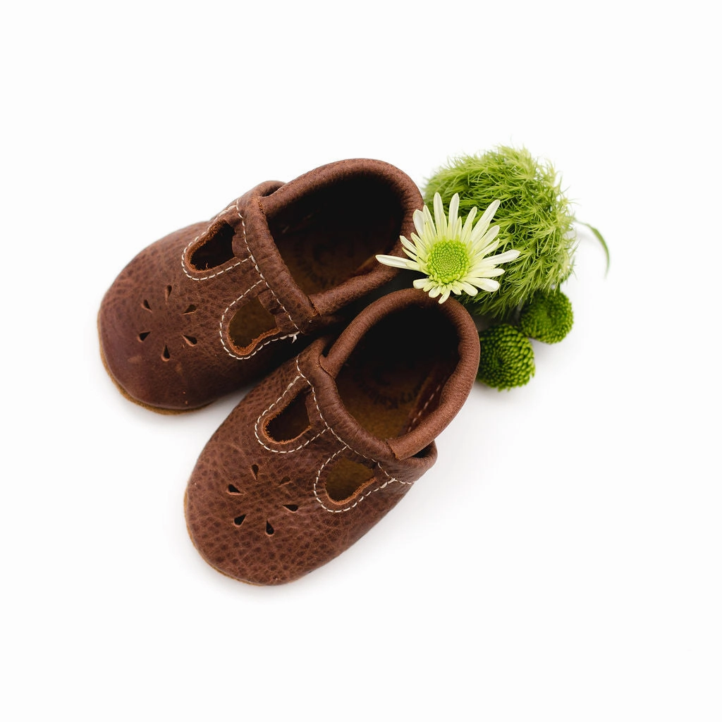 Wedge High Heels Shoes Rust T-Strap Shoes Baby and Toddler