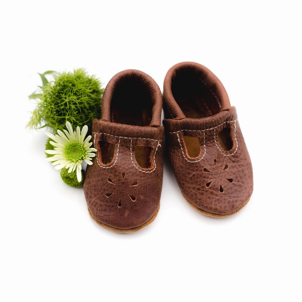 Rust T-Strap Shoes Baby and Toddler High Heel Covers